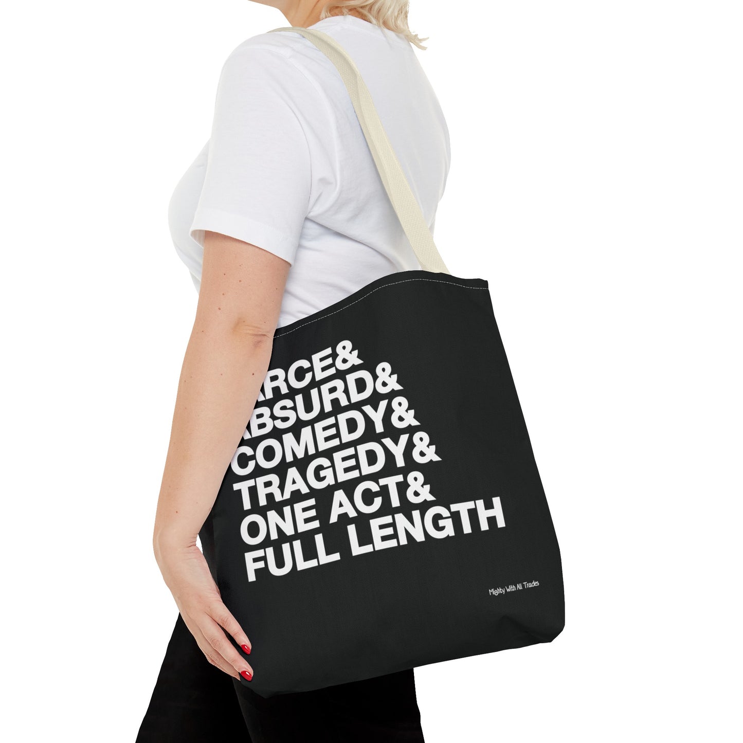 Script Genres Tote Bag-mightywithalltrades