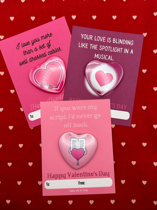 Theatre Valentine Cards with Heart Button, A2 Single Cards