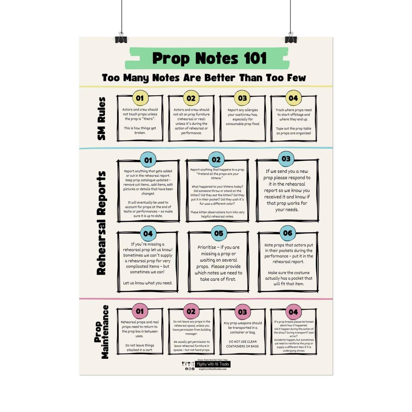 Props Notes 101 Poster, 18x24
