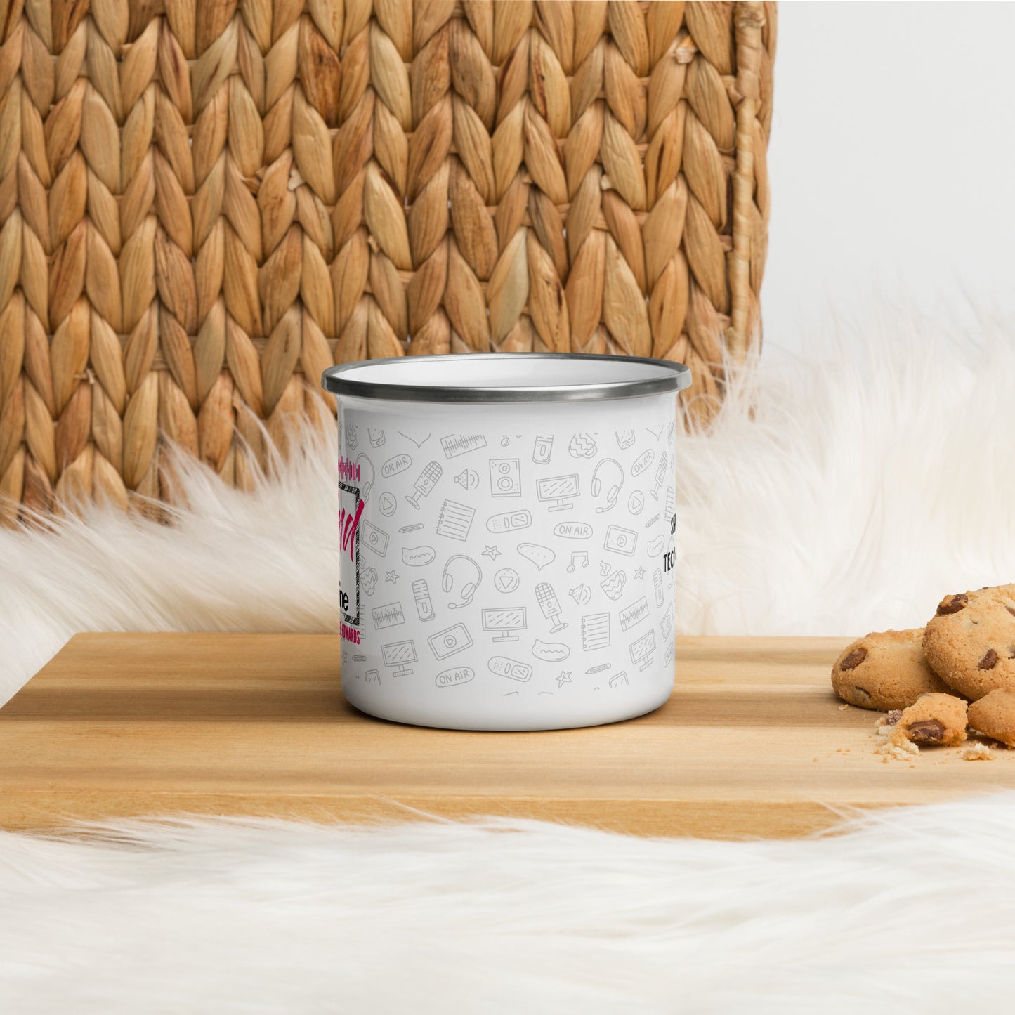Behind the Plaster Line Podcast Enamel Mug-mightywithalltrades
