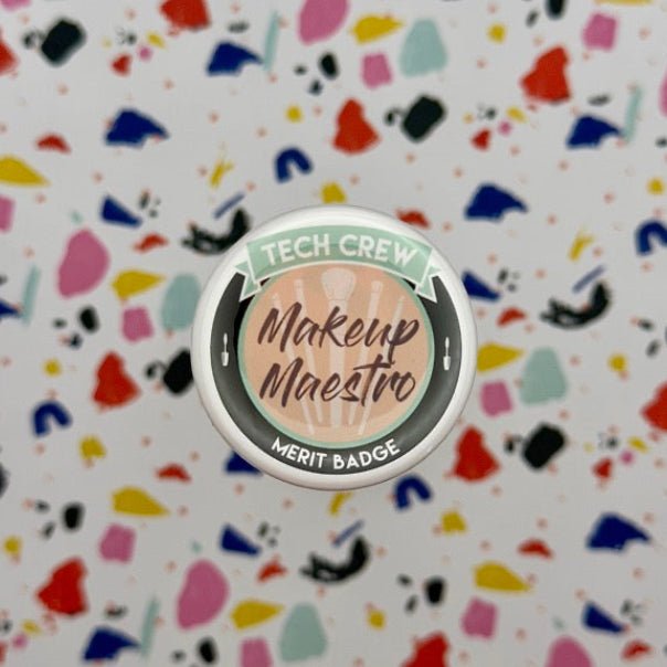 Makeup Maestro Tech Crew Merit Badge Pin Back Buttons