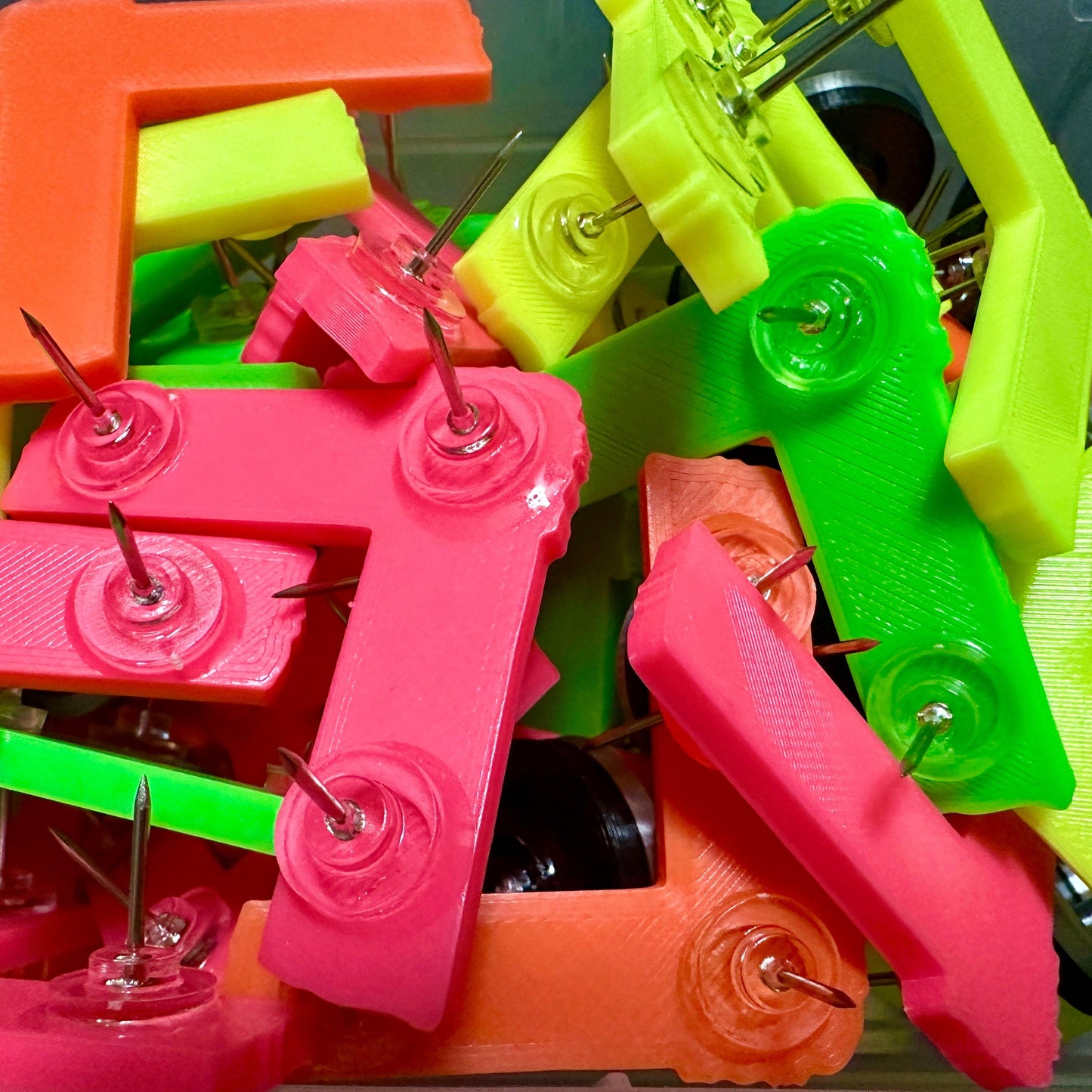 Spike Tape Push Pins, Set of 3 Refrigerator Magnets Green