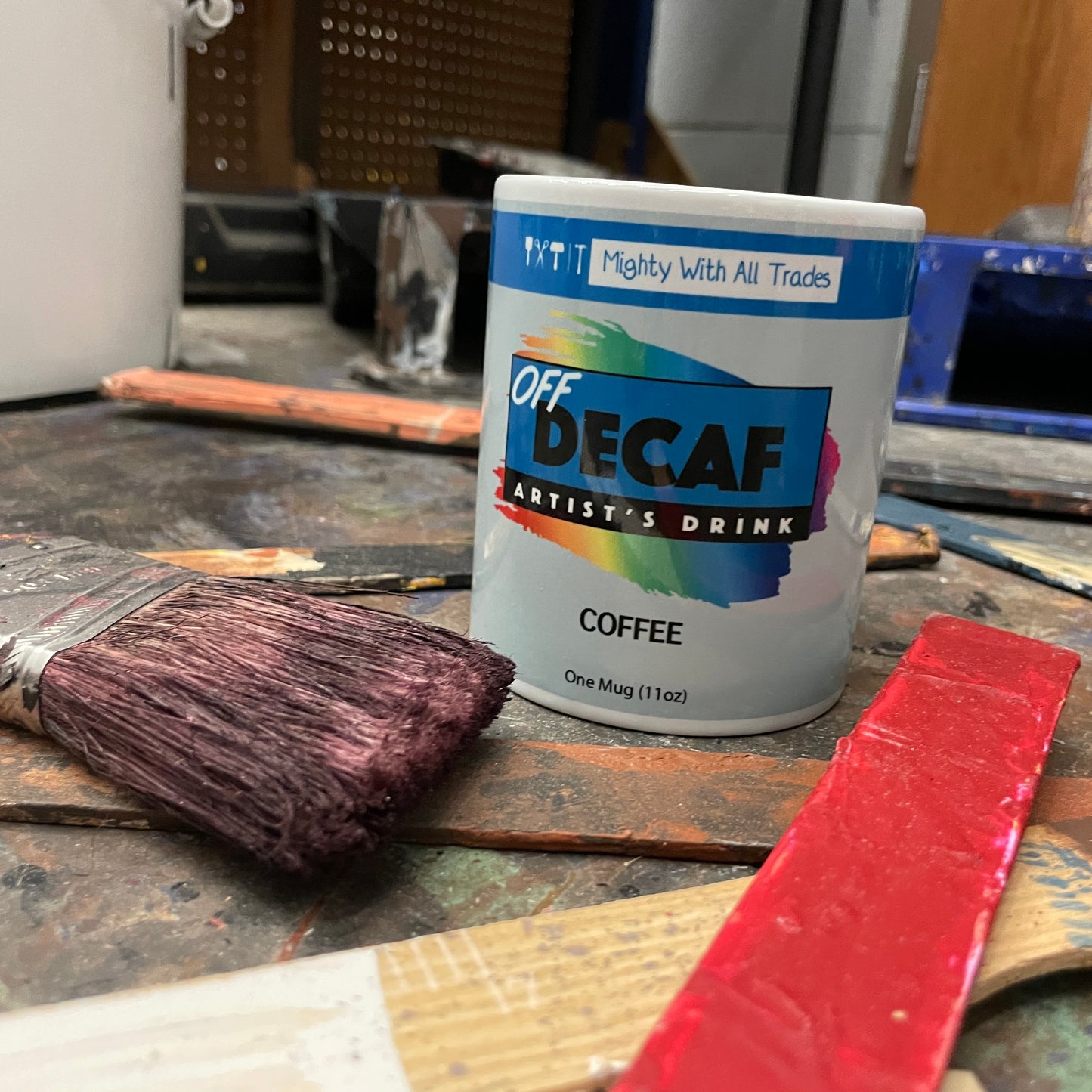 Off Decaf Coffee Theatre Mug-mightywithalltrades