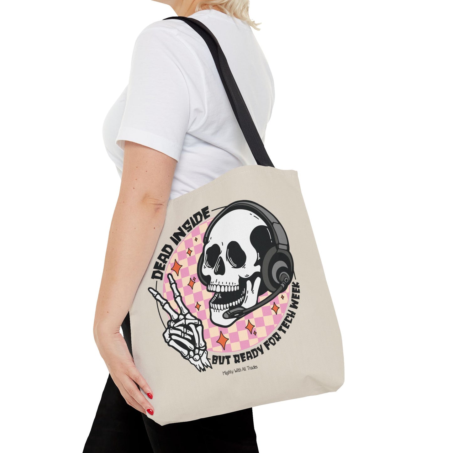 Dead Inside Pink Tote Bag-mightywithalltrades