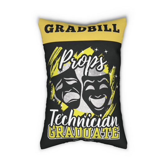 Decorative pillow with text and graphic design on a white background