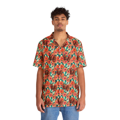 Hawaiian Tiki Mask Shirt - Peach