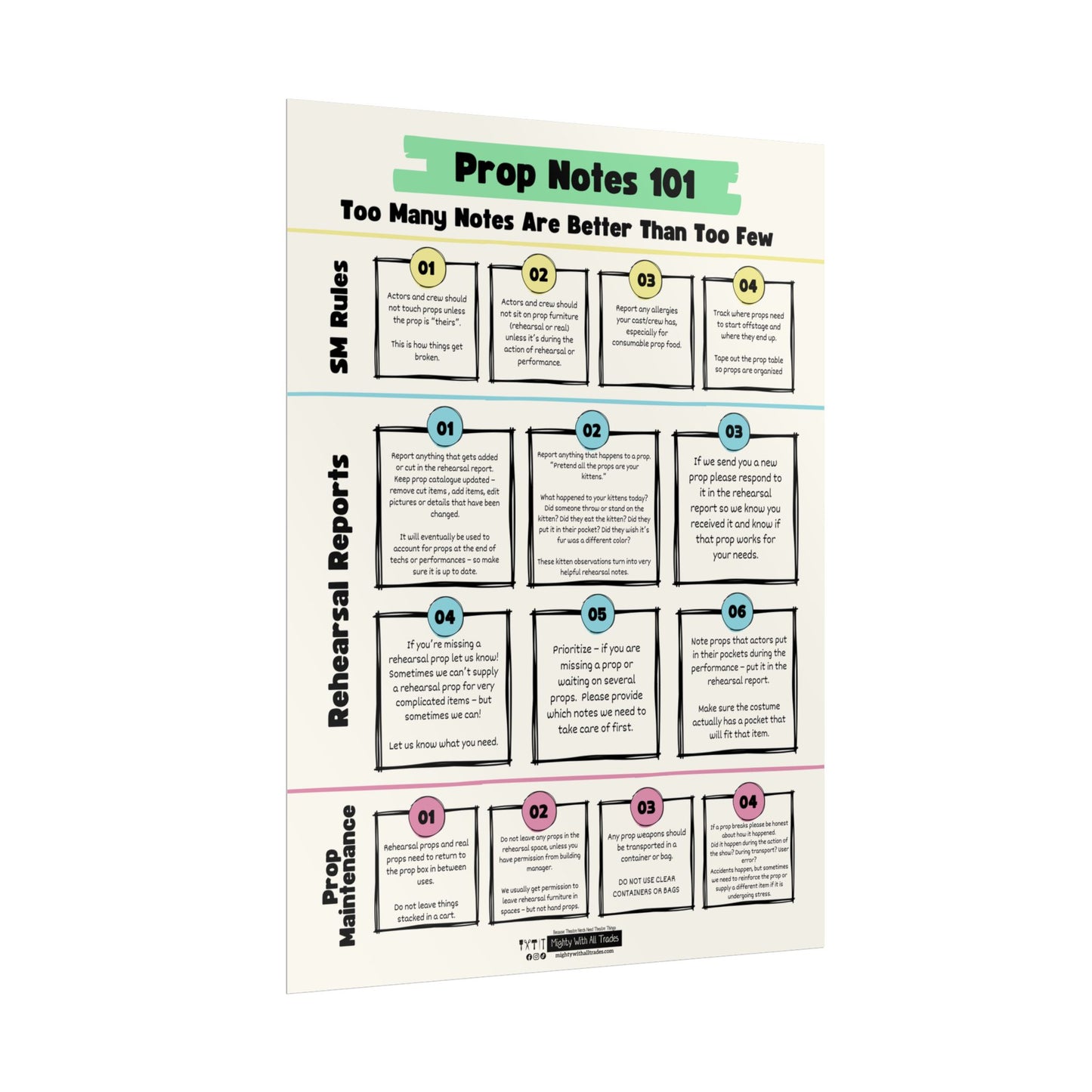 Props Notes 101 Poster, 18x24