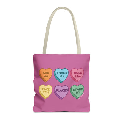 Stage Manager Conversation Hearts Tote Bag