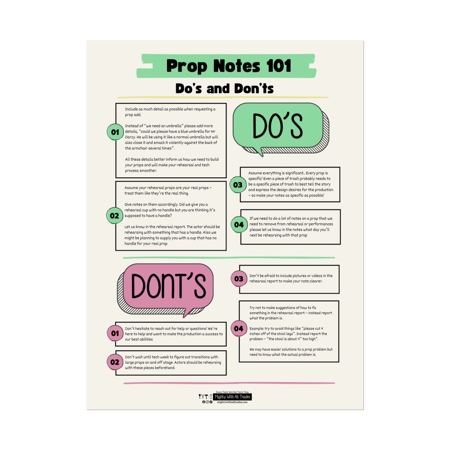 Prop Notes Dos & Donts Poster, 18x24