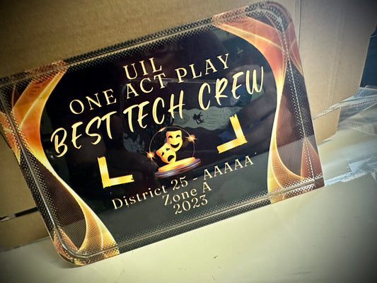 Custom One Act Play Best Tech Award - Glass Block-mightywithalltrades