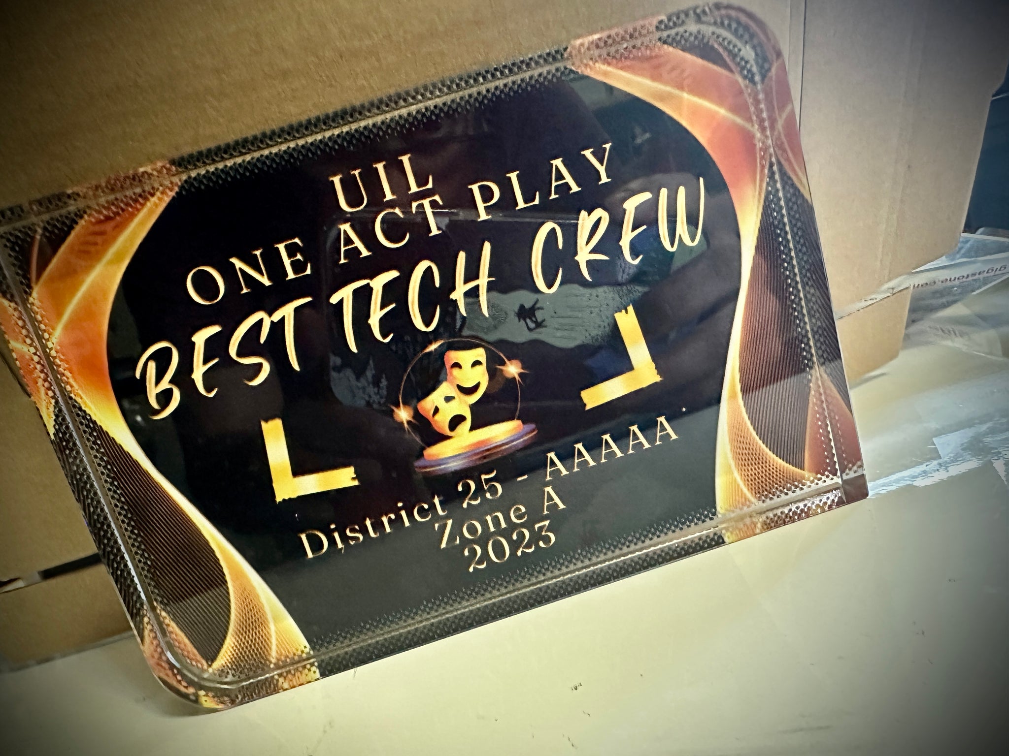 Custom One Act Play Best Tech Award - Glass Block