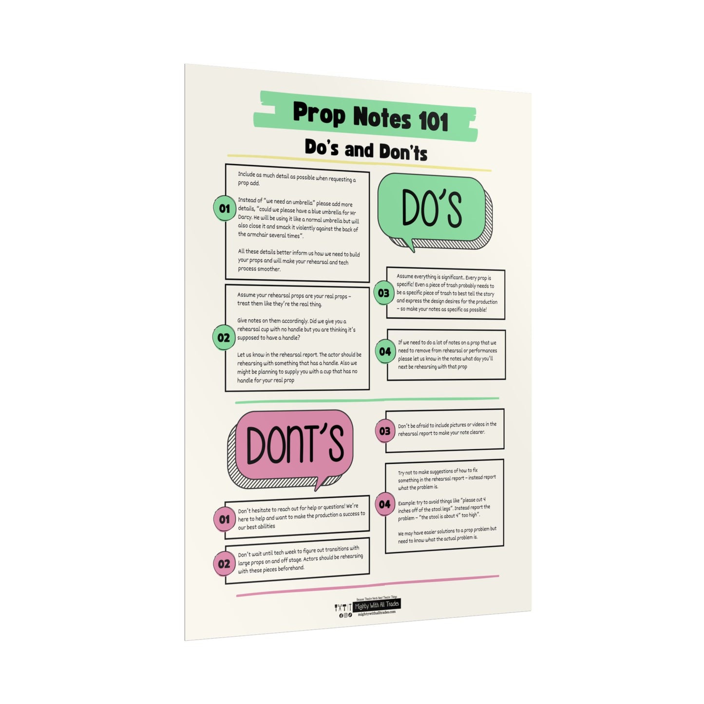 Prop Notes Dos & Donts Poster, 18x24