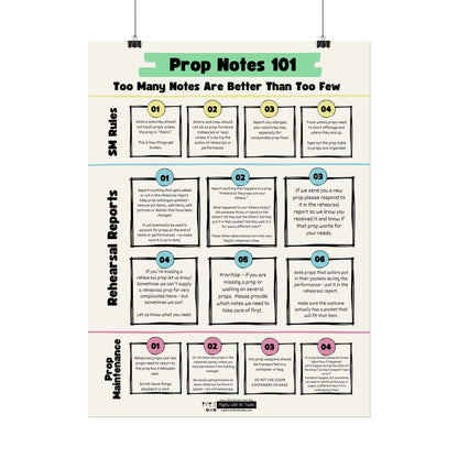 Props Notes 101 Poster, 18x24