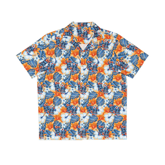 Hawaiian Tiki Mask Shirt - Orange