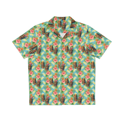 Hawaiian Tiki Mask Shirt - Light Blue