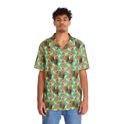 Hawaiian Tiki Mask Shirt - Light Blue