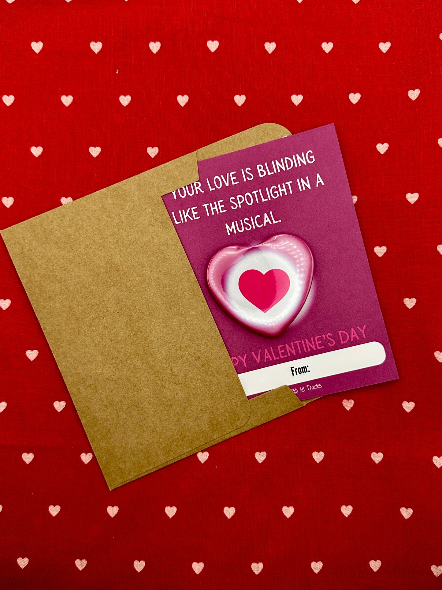 Theatre Valentine Cards with Heart Button, A2 Single Cards