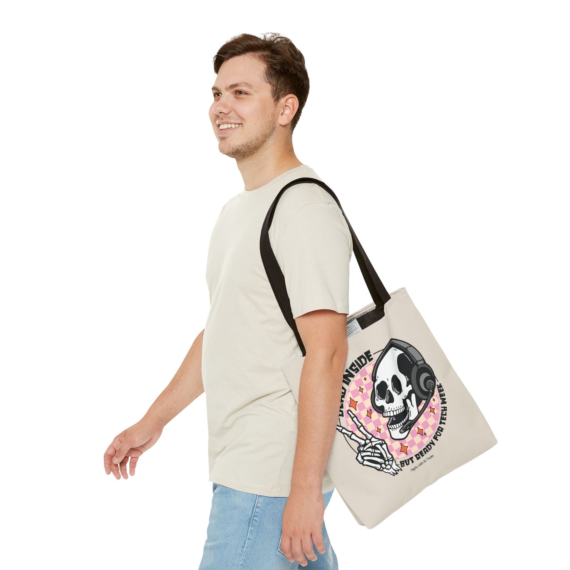 Dead Inside Pink Tote Bag-mightywithalltrades