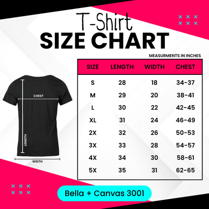 Bella+Canvas 3001 sizing chart