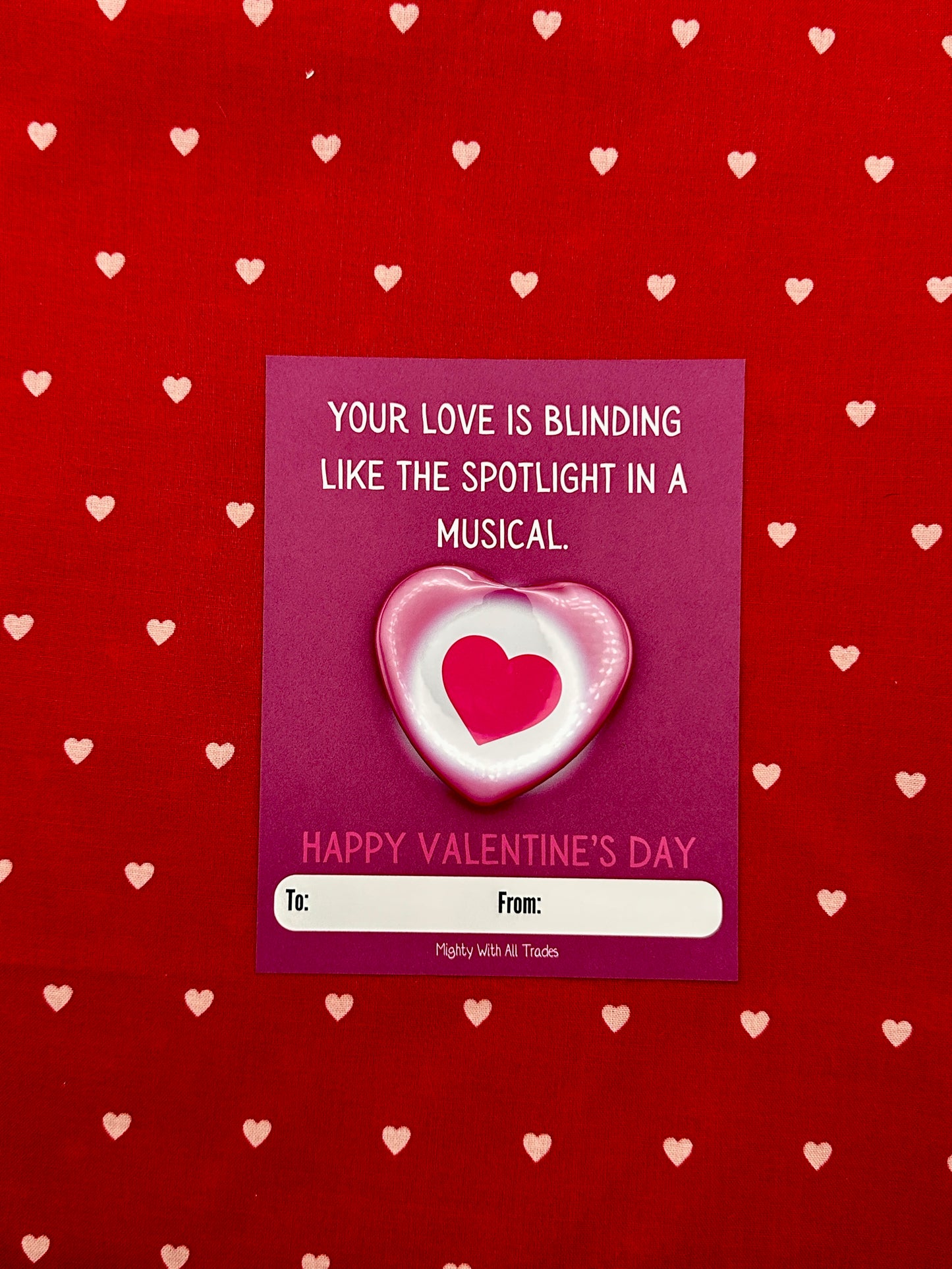 Theatre Valentine Cards with Heart Button, A2 Single Cards