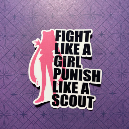 Punish Like A Scout Sticker (Wide/Body Version)-mightywithalltrades