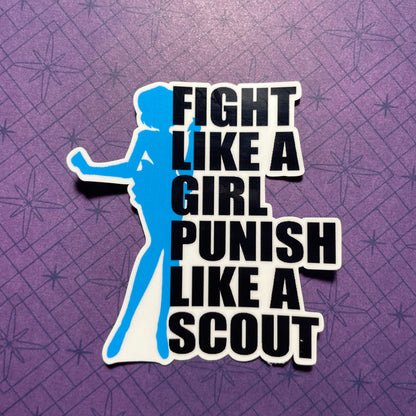 Punish Like A Scout Sticker (Wide/Body Version)-mightywithalltrades