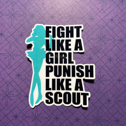 Punish Like A Scout Sticker (Wide/Body Version)-mightywithalltrades