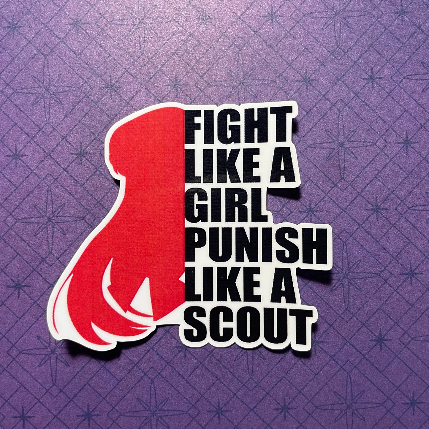 Punish Like A Scout Sticker (Tall/Head Version)-mightywithalltrades