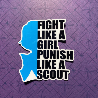 Punish Like A Scout Sticker (Tall/Head Version)-mightywithalltrades