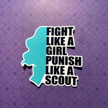 Punish Like A Scout Sticker (Tall/Head Version)-mightywithalltrades