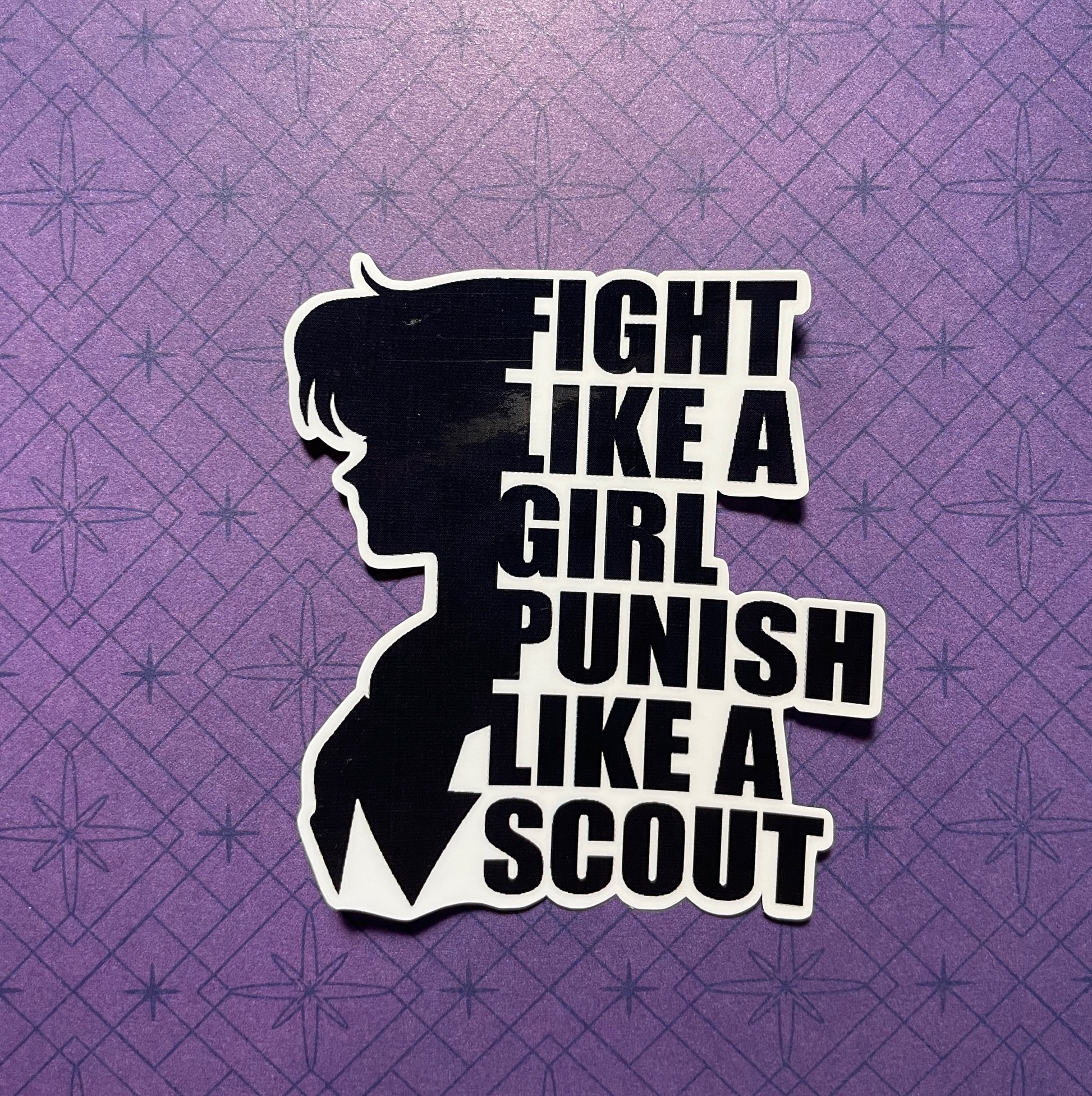 Punish Like A Scout Sticker (Tall/Head Version)-mightywithalltrades