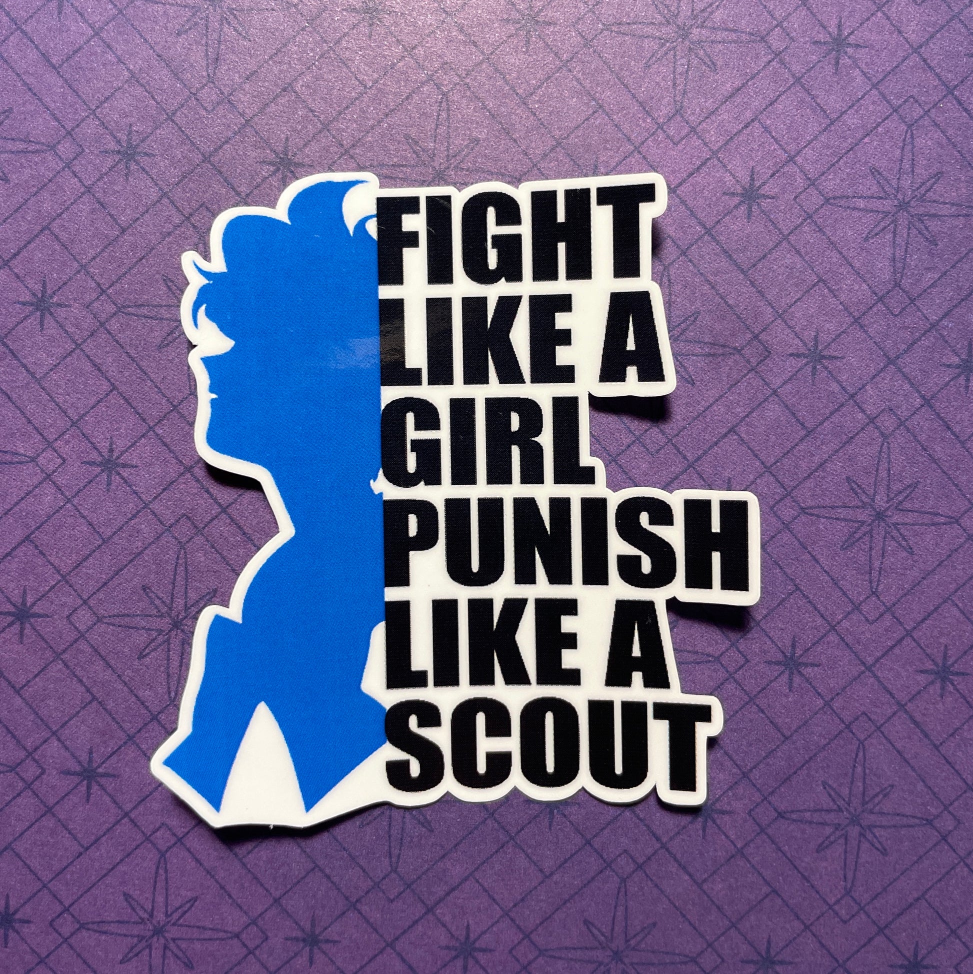 Punish Like A Scout Sticker (Tall/Head Version)-mightywithalltrades