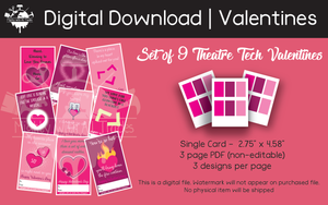 Theatre Tech Valentines, Set of 9, **Digital Download**