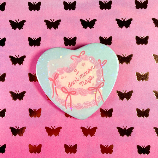 Anti - Nazi Cake Holographic Heart Button Pin Back Buttons