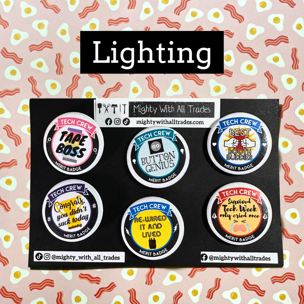 BUTTON PACK Merit Badges, Set of 6 Button Packs Lighting Button Pack