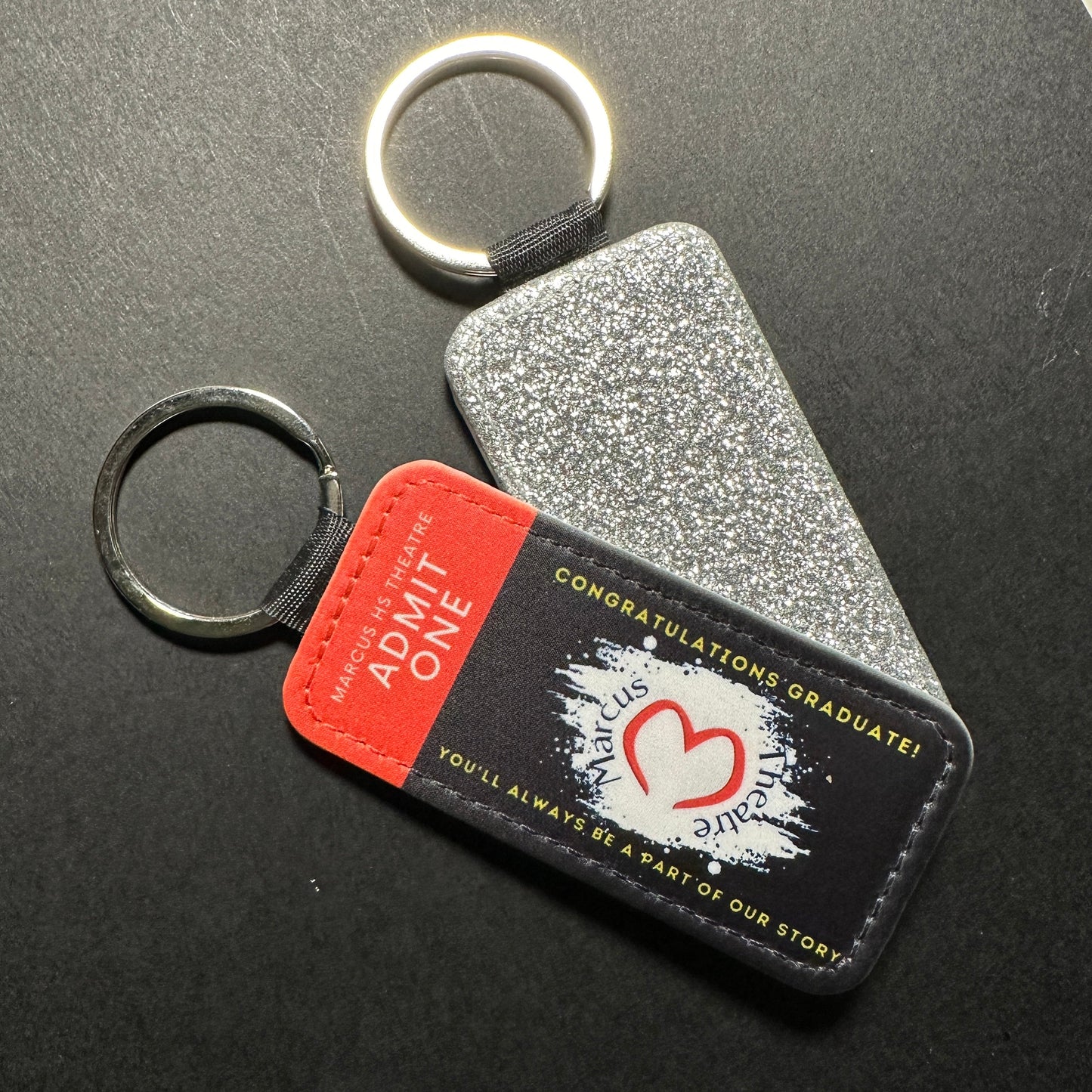 Custom Forever Ticket Theatre Key Tag - CLICK TO PERSONALIZE Keychains Basic Black PU Leather