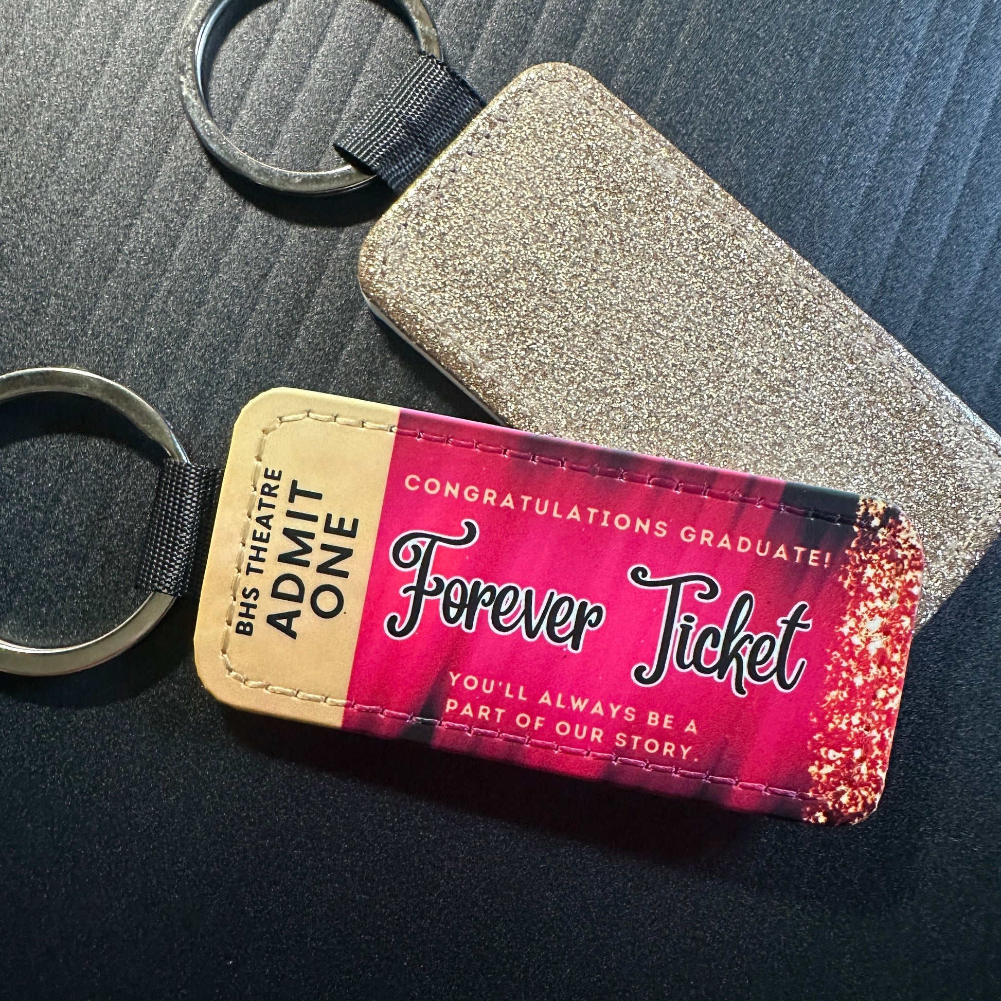 Custom Forever Ticket Theatre Key Tag - CLICK TO PERSONALIZE Keychains Basic Black PU Leather