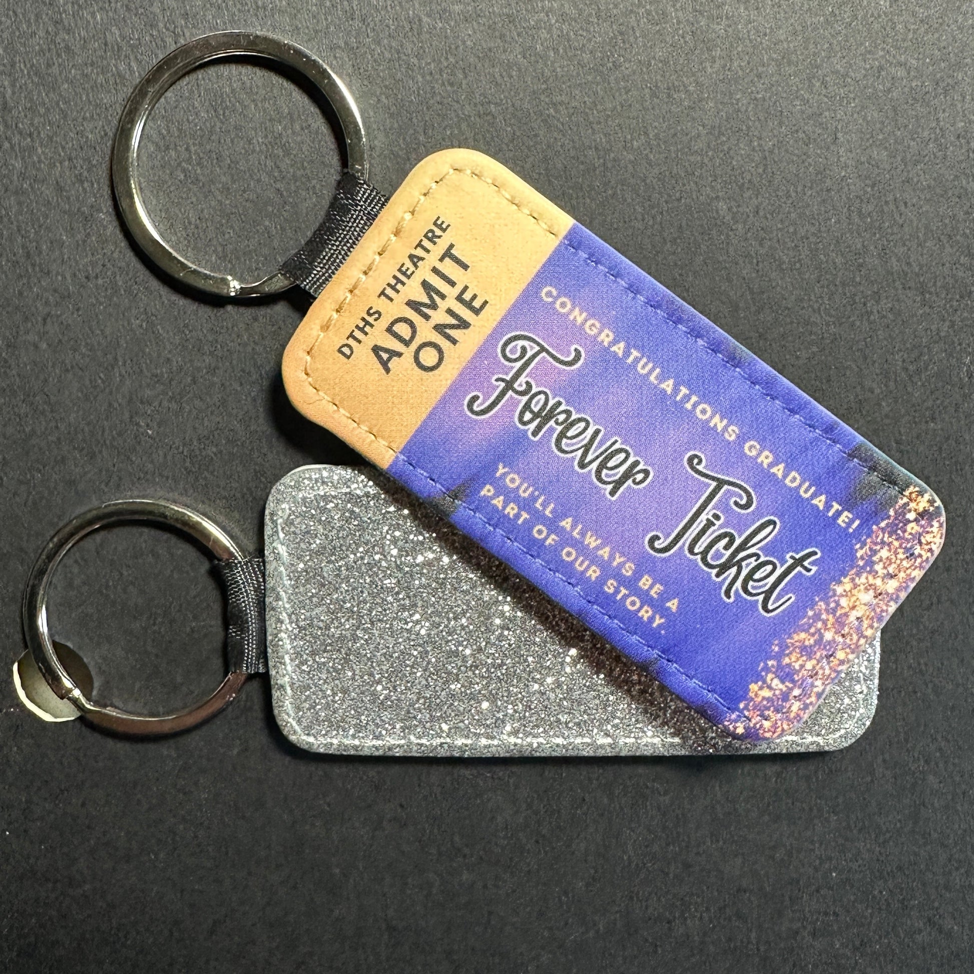 Custom Forever Ticket Theatre Key Tag - CLICK TO PERSONALIZE Keychains Basic Black PU Leather