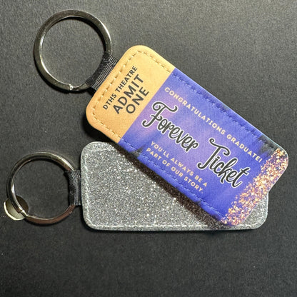 Custom Forever Ticket Theatre Key Tag - CLICK TO PERSONALIZE Keychains Basic Black PU Leather