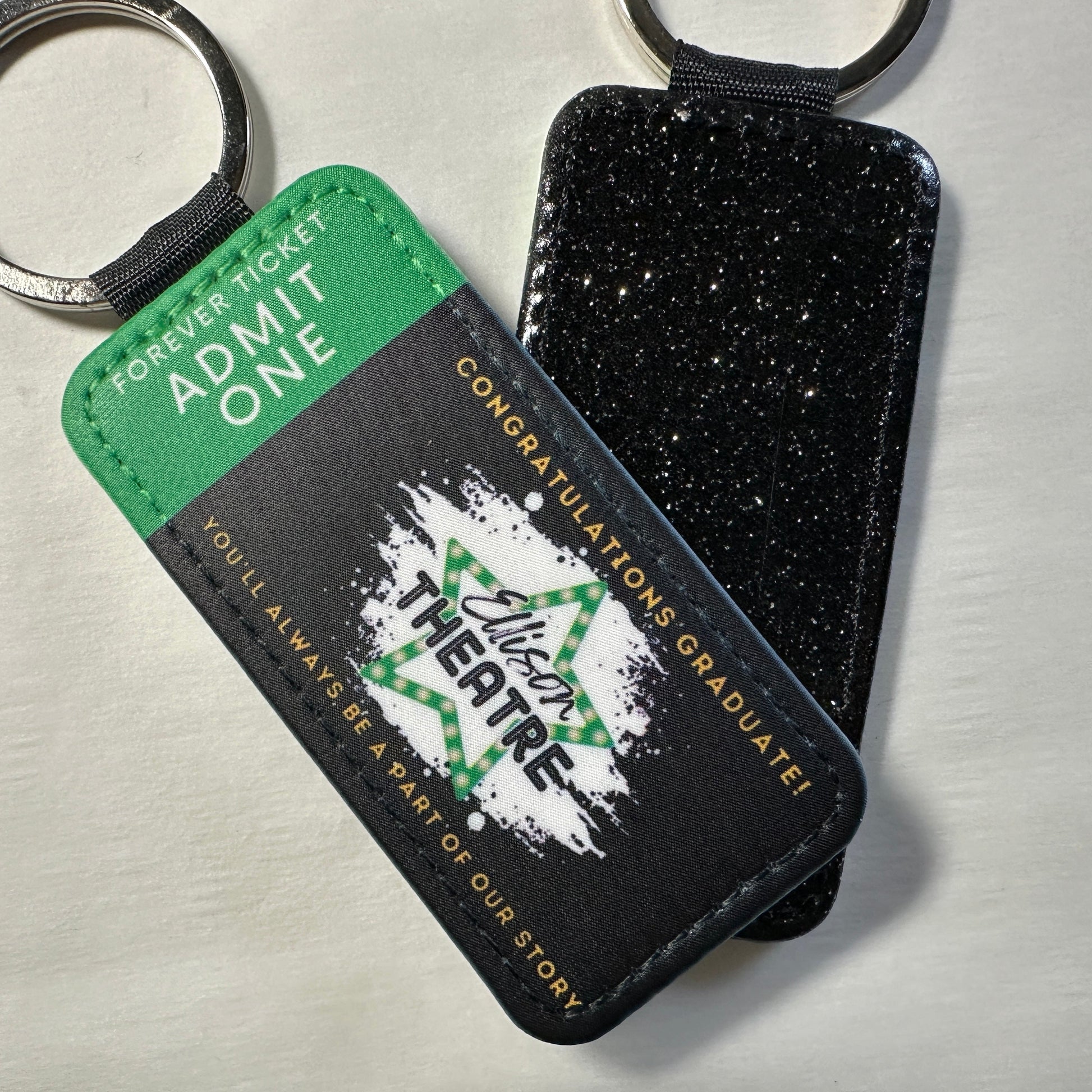 Custom Forever Ticket Theatre Key Tag - CLICK TO PERSONALIZE Keychains Basic Black PU Leather