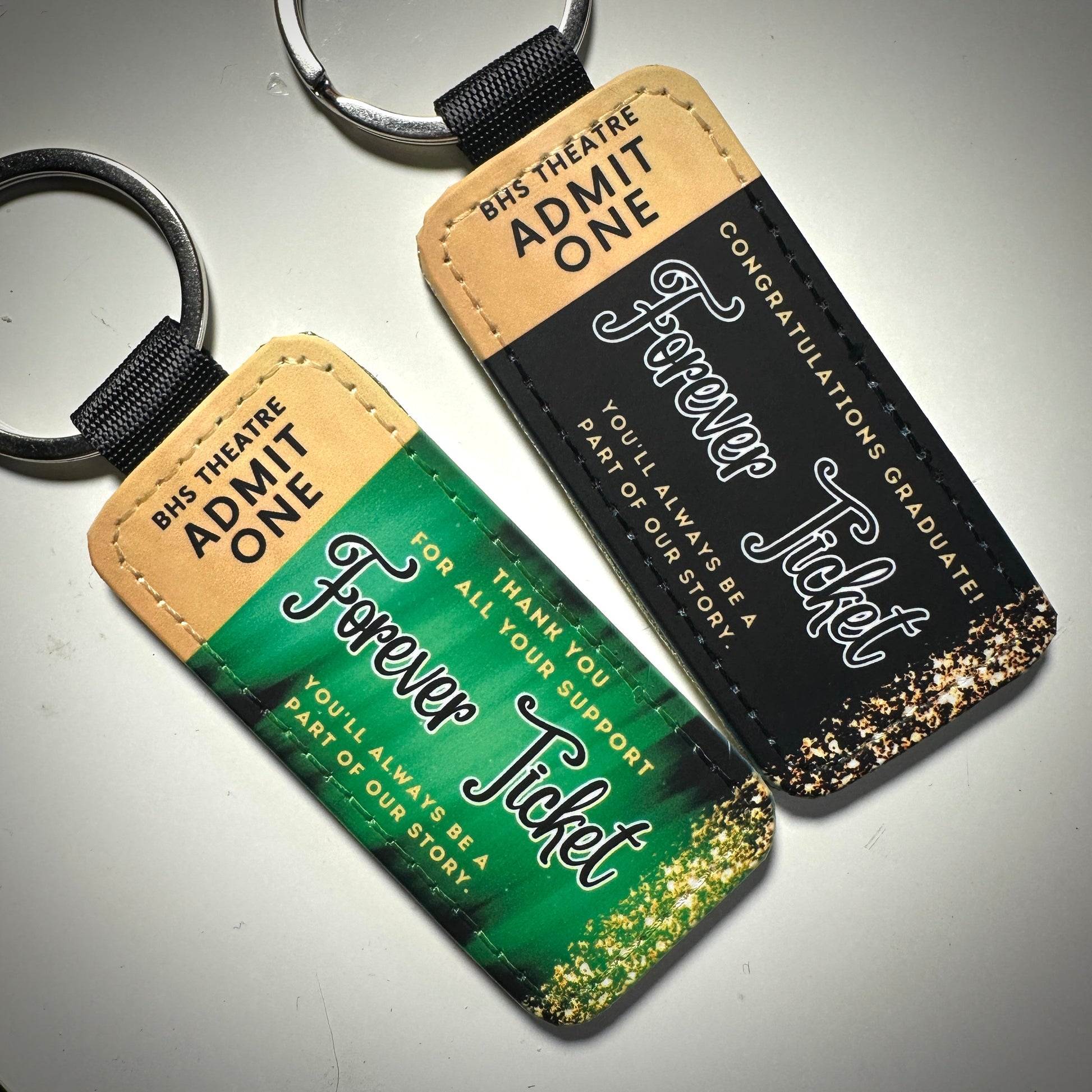 Custom Forever Ticket Theatre Key Tag - CLICK TO PERSONALIZE Keychains Basic Black PU Leather