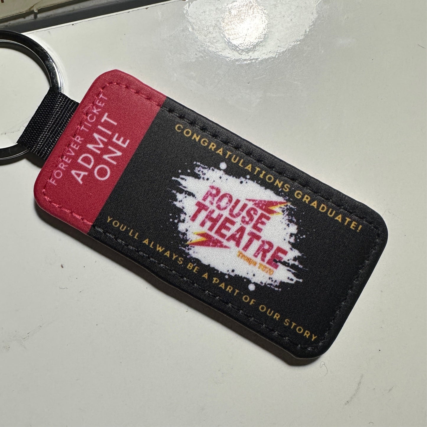 Custom Forever Ticket Theatre Key Tag - CLICK TO PERSONALIZE Keychains Basic Black PU Leather