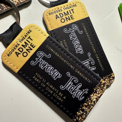 Custom Forever Ticket Theatre Key Tag - CLICK TO PERSONALIZE Keychains Basic Black PU Leather