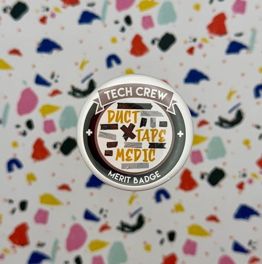 Duct Tape Tech Crew Merit Badge Pin Back Buttons