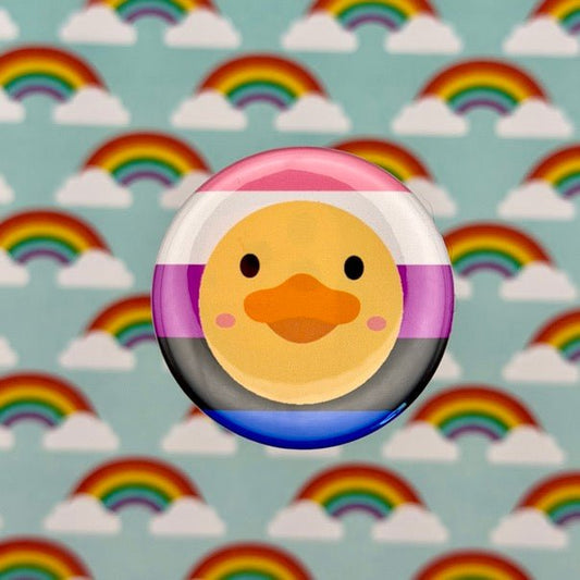Genderfluid Duck Pride Button Pin Back Buttons