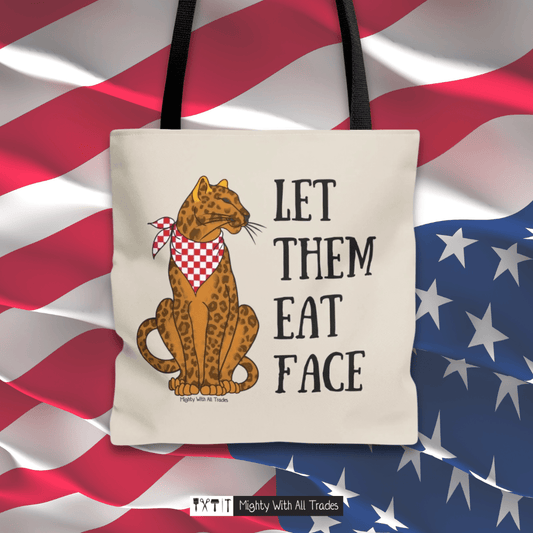 Let Them Eat Faces Leopard Tote Bag Bags 16" × 16''