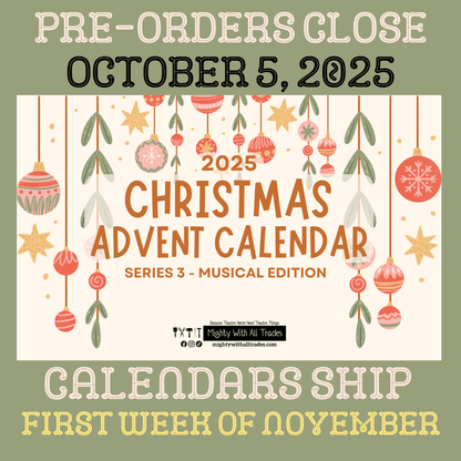 Musical Theatre Broadway Advent Calendar Button Packs