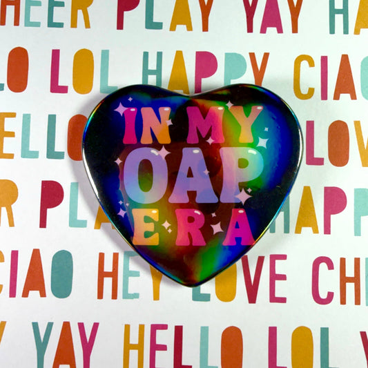 One Act Play (OAP) Era Holographic Heart Button Pin Back Buttons