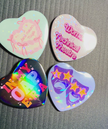 One Act Play (OAP) Era Holographic Heart Button