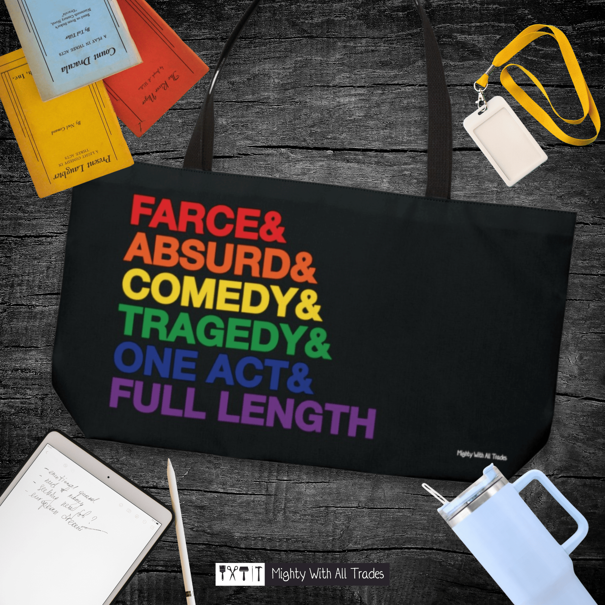 Script Genres Weekender PRIDE Tote Bag Bags 24" × 13"